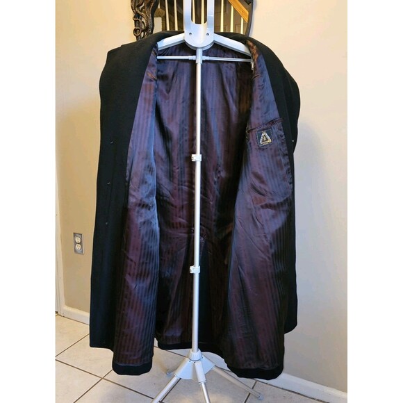 Vintage 80s 90s Cashmere Overcoat Monte Cristo Mens XL USA Black Long Trench Mob - Picture 6 of 12